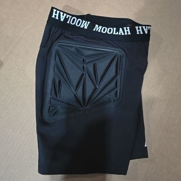 Moolah Womens Solid Black Padded Athletic Compression Shorts - Picture 4 of 5